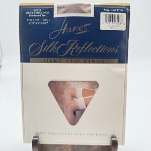 Hanes Silk Reflections Stockings Size 1 Little Color Style 727 2 Pair NIP 1995